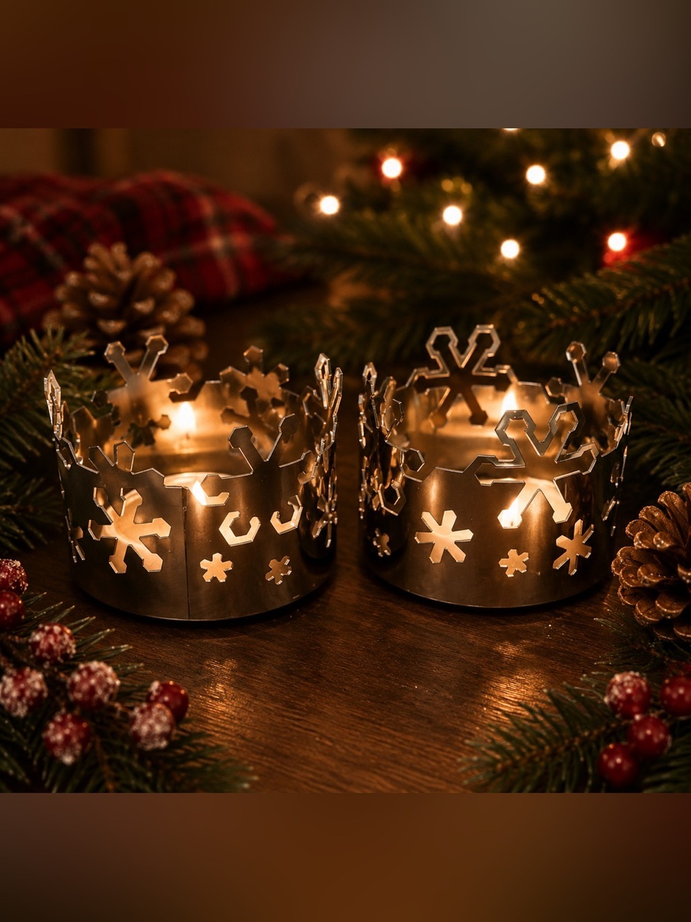 PartyLite Silver Snowflake Candle Holders – Pair – Fit Large Tealights